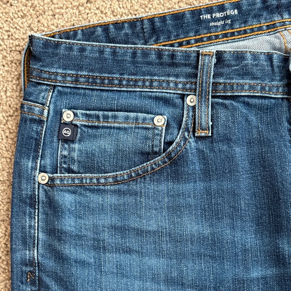 Ag Adriano Goldschmmied Men's Protege Blue Straight Jeans 34W 34L - Picture 2 of 6